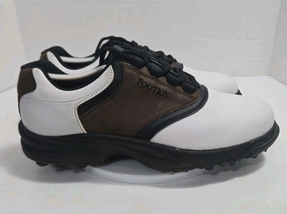 FootJoy GreenJoys 45516 Golf Shoes White Brown Black Leather Men Size 8.5 M